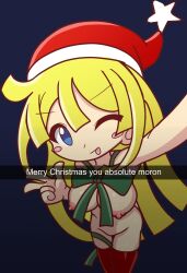 1girls accurate_art_style ass big_breasts blonde_hair blue_eyes breasts christmas funny furii_(artist) huge_breasts insulting_viewer large_breasts legwear long_hair nipples puyo_puyo puyo_puyo_artstyle ribbon santa_hat sega selfie stockings thick_ass thick_thighs tongue wink witch_(puyo_puyo)