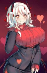 1girls 2022 :) big_breasts black_jacket black_skirt blush busty clothed clothed_female curvaceous curvy cute demon_girl demon_horns demon_tail eyebrows_visible_through_hair female female_only giant_breasts gigantic_breasts gradient_background happy heart-shaped_pupils hearts hearts_around_head helltaker hips huge_breasts jacket jacket_partially_removed large_breasts light-skinned_female light_skin long_sleves looking_at_viewer massive_breasts modeus_(helltaker) naughty_face naughty_smile red_background red_eyes red_legwear red_pantyhose red_sweater seductive seductive_eyes seductive_gaze seductive_look shiki_(psychedelic_g2) short_hair shy skirt sleeves_past_wrists smile smiling solo solo_female suit_jacket sweater tight_clothing turtleneck turtleneck_sweater uniform voluptuous waist wasp_waist white_hair wide_hips