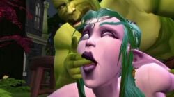 1boy 1girls 3d animated finger_in_mouth fingers_in_mouth green_skin hand_in_mouth interspecies night_elf orc orc_(warcraft) orc_male orced passionate prone_bone purple_skin rough rough_sex the_sims_4 turquoise_hair video warcraft world_of_warcraft