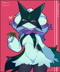 anthro anthrofied big_breasts breasts featureless_breasts featureless_crotch feline female fur furry furry_only heart hi_res honeycalamari meowscarada nintendo pokémon_(species) pokemon pokemon_sv solo