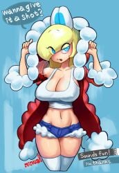 1girls blue_background christmas english_text female female_only heavy_breathing hoodie koopa koopa_girl mario_(series) minus8 nokoko_(koopa) solo speech_bubble standing tagme text