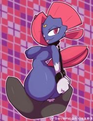 absurd_res anthro ass big_butt bondage bound breasts female generation_4_pokemon hair hair_over_eye hi_res huge_butt male male/female nintendo nipples one_eye_obstructed pokémon_(species) pokemon pokemon_(species) severingaxis183 weavile