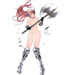 1girls ass_visible_through_thighs axe bare_legs boots breasts cherche_(fire_emblem) completely_nude edit elbow_gloves embarrassed_nude_female enf euniecorrin female female_only fire_emblem fire_emblem_awakening fire_emblem_heroes gloves legs long_hair medium_breasts naked_boots naked_footwear naked_gloves navel nintendo nipples nude nude_female nude_filter open_mouth pussy solo splooshiemon torn_clothes weapon