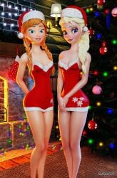 2girls 3d anna_(frozen) athletic athletic_female big_breasts blue_eyes breasts busty cleavage curvaceous curvy curvy_figure cute cute_face digital_media_(artwork) disney elsa_(frozen) eyebrows eyelashes eyes female female_focus female_only fit fit_female frozen_(film) hair hips hourglass_figure human legs light-skinned_female light_skin lips long_hair pale-skinned_female pale_skin queen royalty sisters skyblade3dx slim small_breasts thick thick_legs thick_thighs thighs top_heavy upper_body voluptuous waist white_hair wide_hips