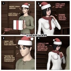 3d attack_on_titan cheating cuckold eren_jaeger female jackiejack99 jean_kirstein mikasa_ackerman netorare shingeki_no_kyojin text tits