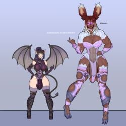 2022 2futas aivarts balls big_breasts breasts clothed clothing commission commissioner_upload dark-skinned_futanari dark_skin duo final_fantasy final_fantasy_xiv full_body futa_only futanari huge_cock humanoid humanoid_penis larger_futanari light-skinned_futanari light_skin muscular muscular_futanari panty_bulge penis size_difference smaller_futanari standing succubus tail thick_thighs thighhighs veiny_penis viera void_elf wide_hips wings world_of_warcraft