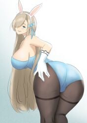 1girls 2022 ass asuna_(blue_archive) asuna_(bunny)_(blue_archive) asuna_(bunny_girl)_(blue_archive) bent_over big_breasts blonde_hair blue_archive blue_eyes bunny_ears bunny_tail bunnysuit female female_only gloves hair_over_one_eye hand_on_ass legs_together long_hair looking_at_viewer looking_back looking_back_at_viewer pantyhose smiling smiling_at_viewer solo thick_thighs very_high_resolution vyse322