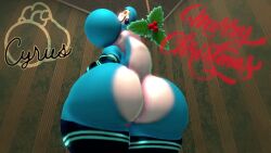 3d animated anthro big_butt bubble_butt cyrusthelewdshi femboy femboy_only huge_ass light_blue_yoshi male male_only mario_(series) mistletoe nintendo tagme video yoshi