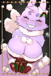 anthro anthrofied big_breasts blush breasts closed_eyes clothing female fur furry furry_only gengar nintendo plump_(character) pokémon_(species) pokemon solo underchikichan