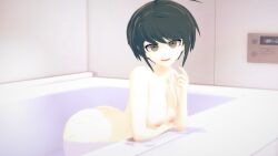 1girls 3d ass bathroom breasts danganronpa danganronpa_ultra_despair_girls naegi_komaru sieg_(sherman_69) solo_female straight_hair tomboy