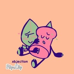 animated battle_for_dream_island blush female female_only heart leaf leafpin leafy_(bfdi) object_shows ooze pin pin_(bfdi) pin_(disambiguation) pussy pussy_rubbing rubbing_pussy sweat xbjection yuri