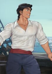 1boy disney disney_prince fully_clothed hunk male male_only muscles prince_eric suyohara the_little_mermaid