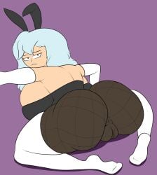 1girls anus anus_outline ass back_view big_ass blue_hair breasts bunny_ears bunny_girl bunnysuit cameltoe child_bearing_hips cleavage clothed clothing emotionless fat_mons female female_only fishnets frown gigantic_ass gloves huge_ass huge_breasts kneeling labia large_breasts long_gloves looking_at_viewer looking_back mature mature_female milf mother on_knees original original_character pantyhose revealing_clothes rubix_(scarecorrode) scarecorrode solo solo_female thick_thighs thighhighs tight_clothing unamused unhappy_female wide_hips