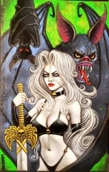 bat big_breasts chaos_comics coffin_comics death_(personification) female_focus female_only grim_reaper hi_res lady_death long_hair looking_at_viewer queen_of_the_dead scott_lewis white_body white_hair