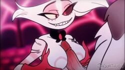 angel_dust_(hazbin_hotel) animated arachnid arachnid_humanoid boobjob breasts busty_boy chest_floof chest_fluff chest_fluffjob chest_tuft demon femboy gay genderbend hazbin_hotel humanoid_penis jaguatiric4 looking_at_viewer male_only male_with_breasts motion_tweening paizuri pov sound spider titjob video vivienne_medrano