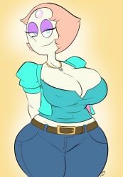 1girls 2d alien alien_girl alien_humanoid big_breasts blue_eyes breasts cartoon_network casual cleavage cleavage_overflow erect_nipples eyelashes female female_only fully_clothed huge_breasts jacket jeans large_breasts light-skinned_female light_skin looking_at_viewer mature mature_female mature_woman milf mom_jeans nipples no_penetration no_sex pearl_(steven_universe) short_hair solo solo_female steven_universe steven_universe_future teenagebratwurst thick_thighs tight_jeans tight_pants top_heavy wide_hips