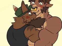 2boys animated bara biceps big_penis bulge bull dark_penis furry male_only muscular omyurice tagme