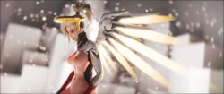 1girls 3d angela_ziegler blender blizzard_entertainment blonde_hair bokeh bottomless bottomless_female breasts female female_focus female_only hair hi_res highres light_skin looking_down mercy overwatch reace_tr solo solo_female white_hair