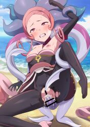 1girls battle_chatelaine beach black_legwear breasts calamanero clenched_teeth dana_(pokemon) female female_ejaculation female_penetrated high_heels looking_pleasured malamar nintendo pantyhose pink_eyes pink_hair pokemon pokemon_xy pokephilia rape sex shoichi_(artist) small_breasts torn_clothes torn_pantyhose vaginal_penetration