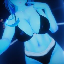 artsyvrc black_bra black_panties blue_hair blue_skin bra breasts panties virtual_youtuber vrchat