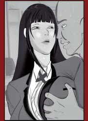 boob_smothering breast_grab breast_squeeze breasts clothed jabami_yumeko kakegurui matingmaster nitromonster older_man_and_teenage_girl school_uniform schoolgirl teenager