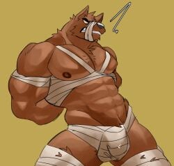 anthro bandage bandages bara biceps bulge furry ice_xhan male male_focus male_only mummy mummy_costume muscular muscular_male pecs toro_buull