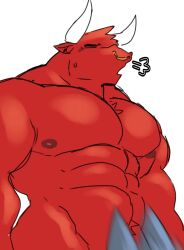 bara biceps furry hunter_(toro_buull) ice_xhan male male_focus male_only muscular muscular_male pecs red_body red_fur toro_buull