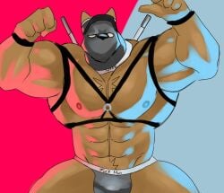 abs bara biceps bulge furry harness ice_xhan male male_focus male_only mask muscular muscular_male nipples pecs toro_buull