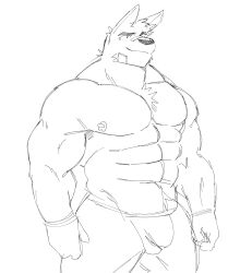 abs amogus amogus_reference among_us bara biceps bulge canine furry ice_xhan male male_focus male_only muscular muscular_male nipples pecs sketch toro_buull