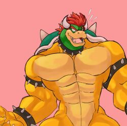 1boy abs bara biceps bowser furry gay ice_xhan koopa male male_focus male_only mario_(series) muscular muscular_male nintendo pecs red_hair scalie toro_buull