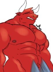 bara biceps furry hunter_(toro_buull) ice_xhan male male/male male_focus male_only muscular muscular_male pecs red_body red_fur toro_buull