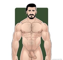 1boy abs balls ballsack bara beard beefy body_hair boner chairman_rose erection facial_hair foreskin foreskin_folds goodguysatart green_eyes hairy_balls human intact male male_nipples male_only male_pubic_hair manly mature_male muscles muscular_male mustache nintendo nude_male pecs penis pokemon pokemon_ss retracted_foreskin salt_and_pepper_hair scrotum smooth_penis solo testicles uncut