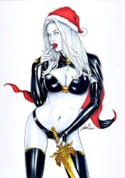 big_breasts chaos_comics coffin_comics death_(personification) female_focus female_only grim_reaper high_heels hm1art lady_death long_hair queen_of_the_dead voluptuous_female white_body white_hair