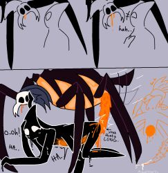 black_body collector_(hollow_knight) deep_penetration doggy_style hollow_knight miguelsharku nosk_(hollow_knight) orange_cum orange_penis rough_sex void