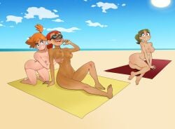 3girls ahe_gao alternate_skin_color anoneysnufftan applying_sunscreen asphyxiation ass beach blonde_hair breasts dark-skinned_female dark_skin embarrassed embarrassed_nude_female evil_con_carne female female_only goggles heloise humiliation imminent_death jimmy_two-shoes kasumi_(pokemon) killer_lotion lotion major_dr._ghastly mascara_tears massage mind_break multiple_girls murder nipples nude ocean oil oiled orange_hair orgasm peril pokemon punishment pussy red_hair rubbing sand seaside sitting sky snuff suffocation summer sunbathing sunscreen tan tanned tongue_out towel waiting_for_turn