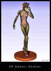 3d alien alien_girl breasts female green_skin k9_(artist) kaernen nipples pussy rodian star_wars tagme transparent_clothing