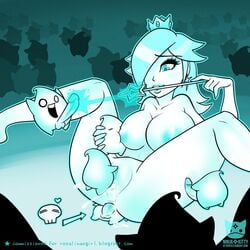 anal breast_sucking breasts crown cum cum_inside cute double_penetration earrings female group_sex hair_over_one_eyes human large_breasts luma male mario_(series) ninjakitty nintendo nipples penis princess_rosalina straight super_mario_galaxy vaginal_penetration wand