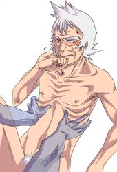 armpit_hair blush color daisuke gay grey_hair hair human male nipples nude pokemon pryce pubic_hair tagme yaoi