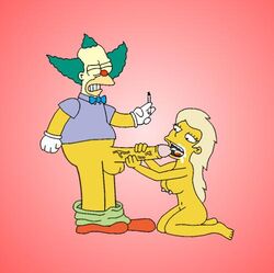 breasts clothes clown clown_boy clown_nose color cum female human jsl krusty_the_clown male nude penis side_view sitting straight tagme testicles the_simpsons