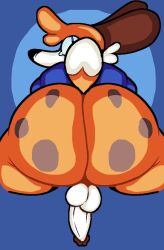 anthro ass balls big_ass big_butt canid canine clothing fox genitals hoodie male mammal nekopunk penis presenting presenting_hindquarters short_stack solo soups_(superiorfox) topwear