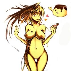 breasts cannibalism caramel dessert food gelatin giga_pudding gynophagia inanimate nude nyanazi personification pudding puddis_pudding pussy spoon vore