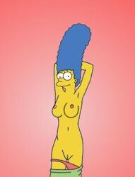 breasts clothes color female female_only front_view human jsl marge_simpson nipples solo tagme the_simpsons vulva