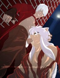 2boys capcom crossover dante devil_may_cry fellatio gay hair_on_penis heyohwhoa inuyasha inuyasha_(character) male male_only oral oral_sex sex uncensored yaoi