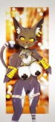 anthro bacardi_(muart242) bacardi_(muart242) background breasts cat_humanoid cat_tail catgirl color feline female female_only furry giorgio_117 giorgio_117(artist) goddess grey_fur no_nipples piercing thong yellow_eyes