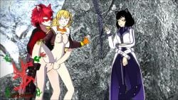 1boy 2futas 3d ace_(oc) angry animated balls black_hair blake_belladonna blonde_hair blush bouncing_penis breasts casual cat_ears cheating clothing cucked_by_futa cuckold cuckquean erection faunus futa_with_male futanari human intersex leg_lift male male_on_futa mask netorare nipples no_sound ntr original_character outside pale_skin penis purple_eyes red_hair rooster_teeth rwby sex sfmslayer snow source_filmmaker spread_legs standing_sex testicles vaginal vaginal_penetration video voyeur yang_xiao_long yellow_eyes