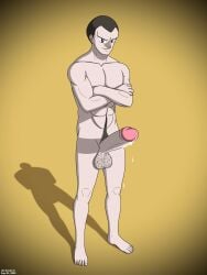 1boy balls big_penis dark_hair dustin_c fully_nude game_freak giovanni_(pokemon) gym_leader hair leaking leaking_precum male male_only naked naked_male nintendo nude nude_male penis pokemon pose precum precum_drip pubic_hair shadow solo solo_male team_rocket