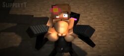 1boy 1girls 3d blue_eyes breasts brown_hair enderman erect_nipples erect_penis flower_in_hair from_behind horny_female human_female humanoid jenny_belle_(slipperyt) mine-imator minecraft nude_female outside sex slipperyt stand_and_carry_position stockings stomach_bulge tagme vaginal_penetration wet_pussy