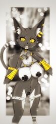 1girls anthro bacardi_(muart242) boobs cat_ears cat_humanoid cat_tail catgirl female female_only furry giorgio_117 giorgio_117(artist) goddess gold_jewelry grey_fur no_nipples piercing solo yellow_eyes