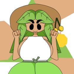 1girls alternate_version_available areola_slip areolae brown_egg_skin_color flower green_hair green_skirt hat large_breasts leaf_hair long_hair milf mob_face mother_nature_(tower_heroes) no_brain_creature_(artist) pushing_breasts_together roblox roblox_game sideboob skirt sleeveless_shirt straw_hat thick_eyebrows tower_heroes