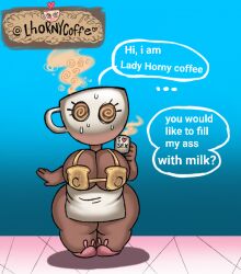 big_ass big_breasts bread coffee cup dark_skin lady_horny_coffee_(lhornycoffe) lhornycoffe original_character